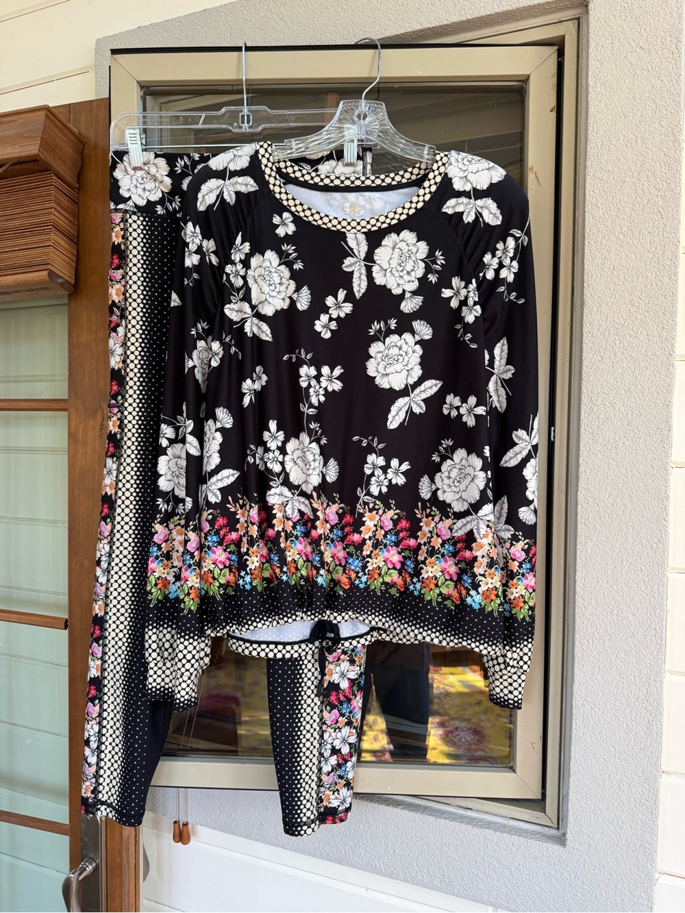 Johnny Was Black Floral Jumpsuit with Multicolor Border